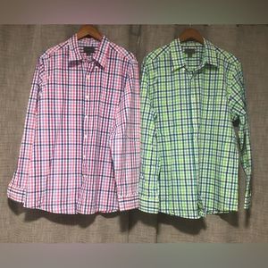 1888 Saddlebred Washed Poplin, Men’s Button Downs, Size L, 2 shirts